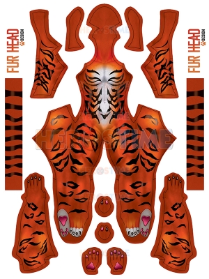 Traje de vestuario de cosplay de imprenta de tigre rojo Sin máscara