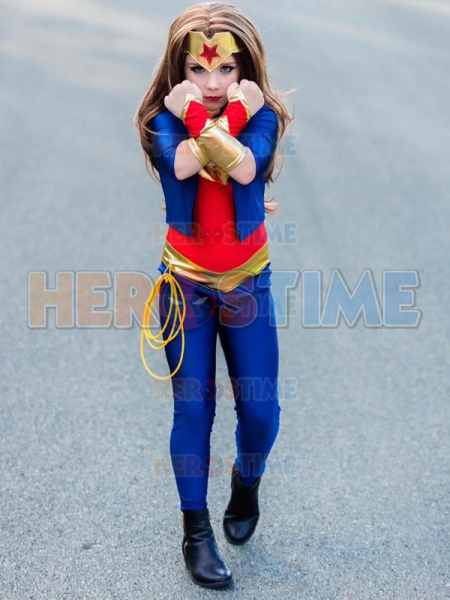 Destira Leotardo de gimnasia de superhéroe para niñas, disfraz de Halloween  de súper mujer, coletero a juego incluido