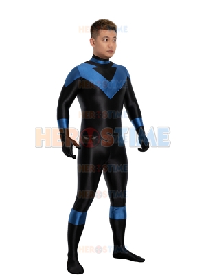 Glänsande Spandex DC Nightwing Cosplay-kostym