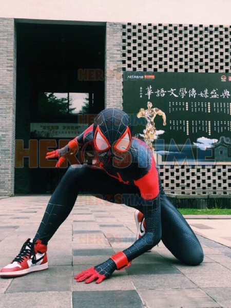 Impresionante disfraz de Halloween millas Morales Spiderman Cuerpo Completo Y Juegos con disfraces Adulto/Niños 