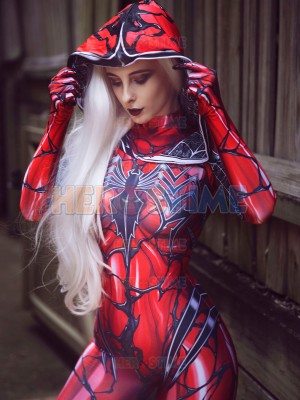 Disfraz de Cosplay de Carnage Gwen Spider Femenino  Traje de Impresión de tinte