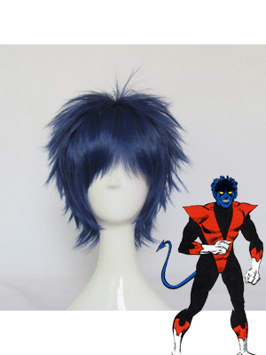 Peluca Corta Azul Negra de Nightcrawler de X-men 