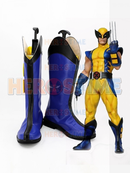 Wolverine X-Men Cosplay Shoes Boots Dark Blue Cos Halloween Handmade Shoes
