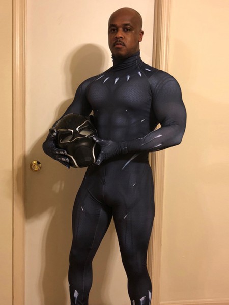 2018 Black Panther Disfraz Black Panther Dyesub Sin máscara